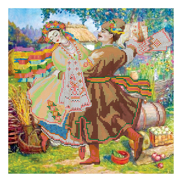 Canvas for bead embroidery "Dance" 11.8"x11.8" / 30.0x30.0 cm