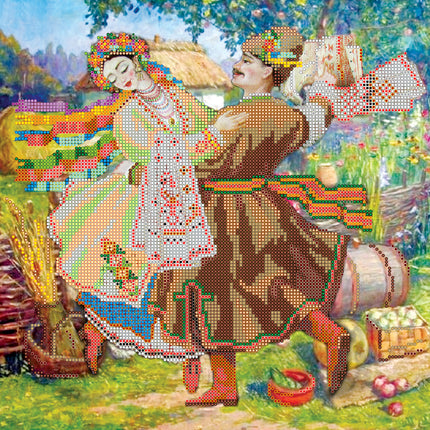 Canvas for bead embroidery "Dance" 11.8"x11.8" / 30.0x30.0 cm