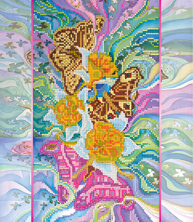 Canvas for bead embroidery "Moths" 10.2"x11.8" / 26.0x30.0 cm