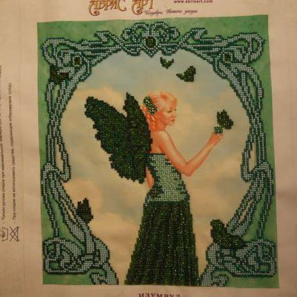 Canvas for bead embroidery "Emerald" 10.2"x11.8" / 26.0x30.0 cm