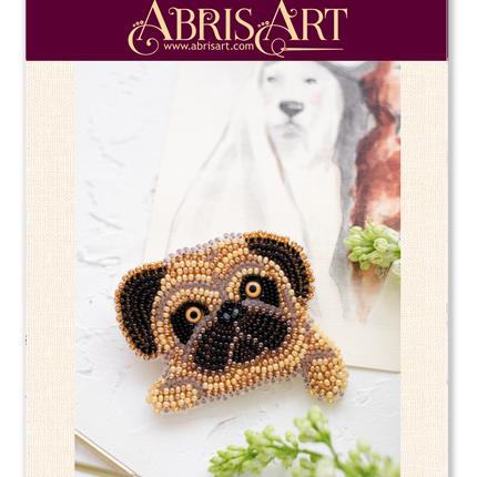 Beadwork kit for creating brooch "Pug"