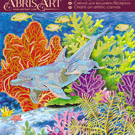 Canvas for bead embroidery "Sea walk" 7.9"x7.9" / 20.0x20.0 cm