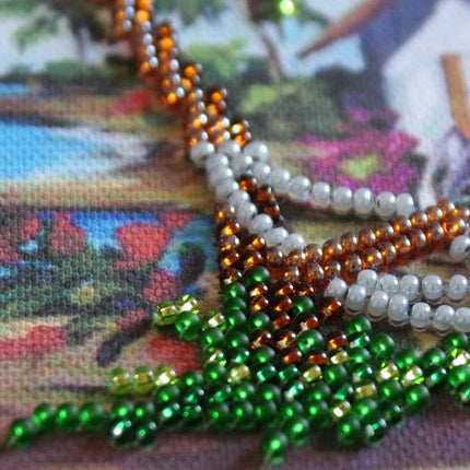 DIY Bead Embroidery Kit "Hut by the sea"  5.9"x5.9" / 15.0x15.0 cm
