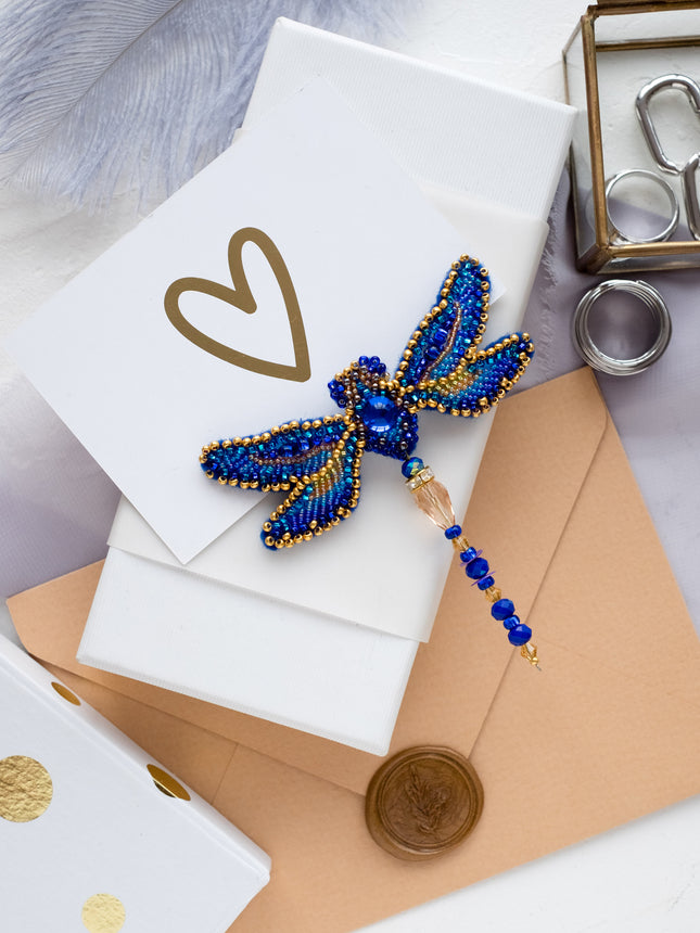 Beadwork kit for creating brooch "Dragonfly"