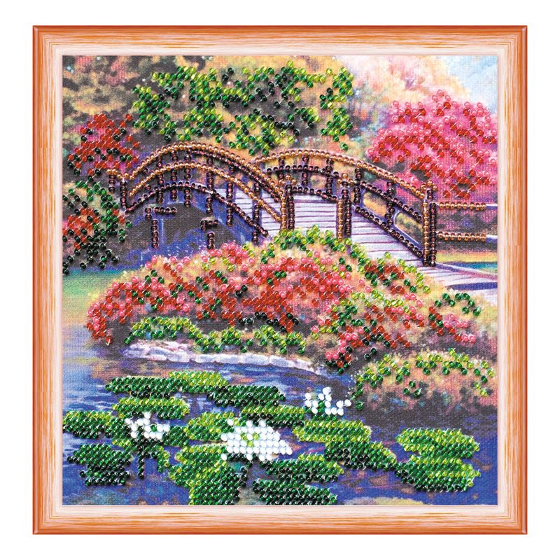 DIY Bead Embroidery Kit "Flowers in the pond"  5.9"x5.9" / 15.0x15.0 cm