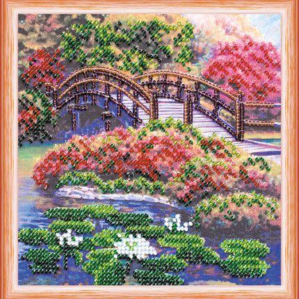 DIY Bead Embroidery Kit "Flowers in the pond"  5.9"x5.9" / 15.0x15.0 cm