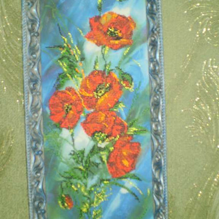 DIY Bead Embroidery Kit "Poppy dawn" 7.9"x17.7" / 20.0x45.0 cm