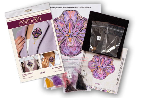 Beadwork kit for creating brooch 