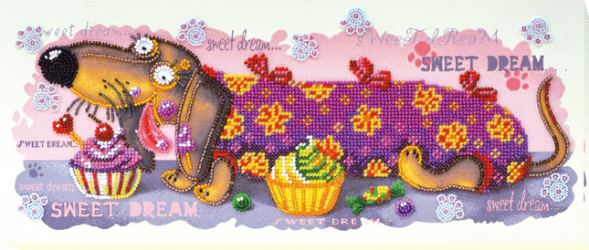DIY Bead Embroidery Kit "Sweet tooth" 14.2"x5.9" / 36.0x15.0 cm
