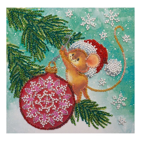 DIY Bead Embroidery Kit "Decorating christmas tree"  5.9"x5.9" / 15.0x15.0 cm