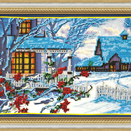 DIY Bead Embroidery Kit "Winter evening" 11.8"x8.4" / 30.0x21.3 cm