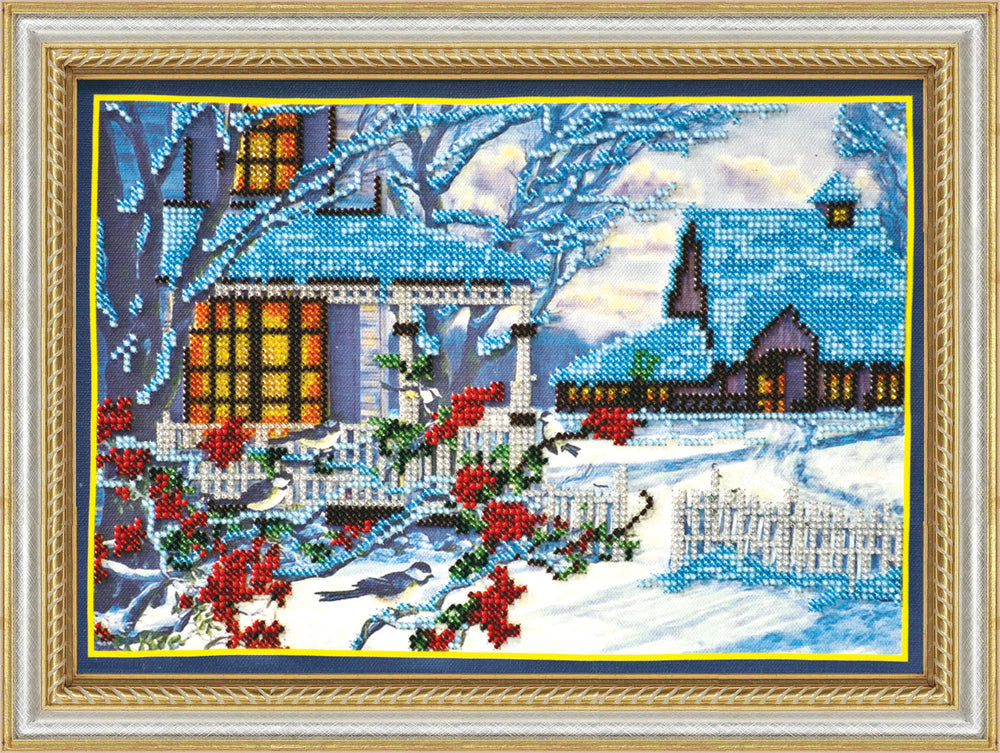DIY Bead Embroidery Kit "Winter evening" 11.8"x8.4" / 30.0x21.3 cm