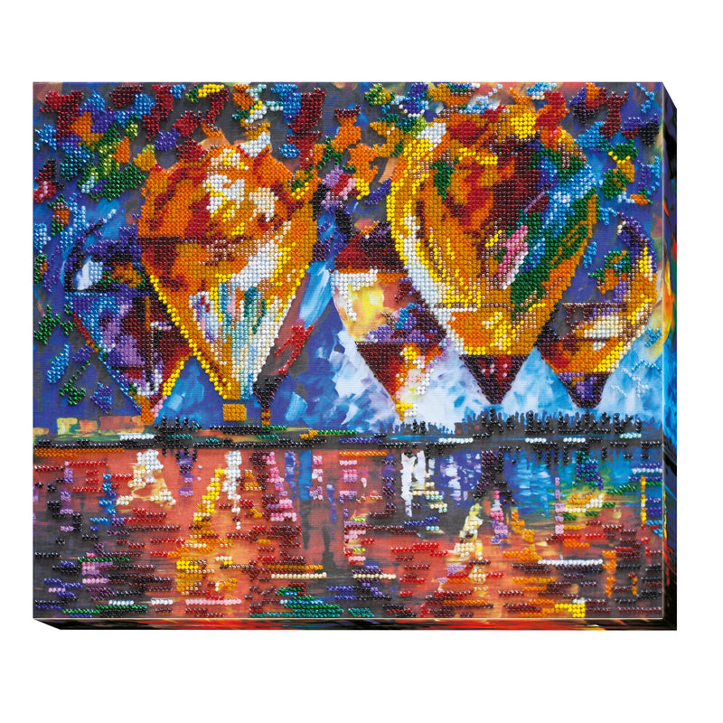 DIY Bead Embroidery Kit "Air balloons" 12.6"x10.6" / 32.0x27.0 cm