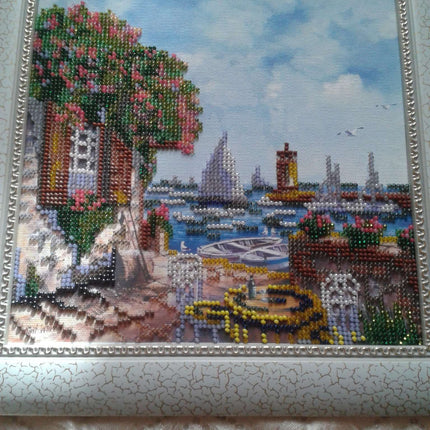 Canvas for bead embroidery "On Shore" 7.9"x7.9" / 20.0x20.0 cm