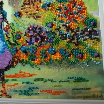 Canvas for bead embroidery "Quilting peacock" 11.8"x11.8" / 30.0x30.0 cm