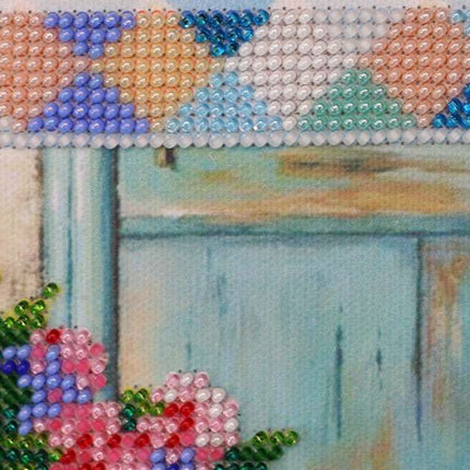 DIY Bead Embroidery Kit "s Hydrangea meets" 8.7"x8.7" / 22.0x22.0 cm