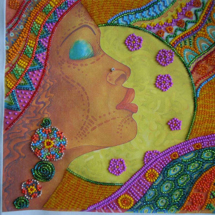 Canvas for bead embroidery "African girl" 7.9"x7.9" / 20.0x20.0 cm