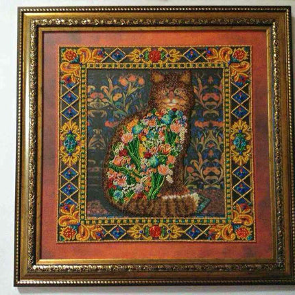 DIY Bead Embroidery Kit "Fairy-tale about a cat" 11.8"x11.8" / 30.0x30.0 cm