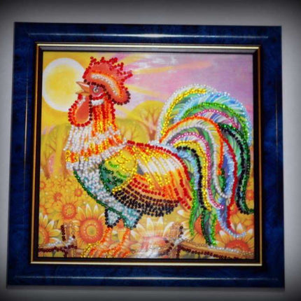 DIY Bead Embroidery Kit "Cockerel"  5.9"x5.9" / 15.0x15.0 cm