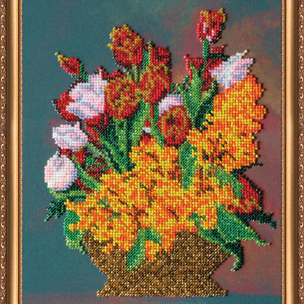 DIY Bead Embroidery Kit "Mimosa" 7.9"x10.0" / 20.0x25.5 cm