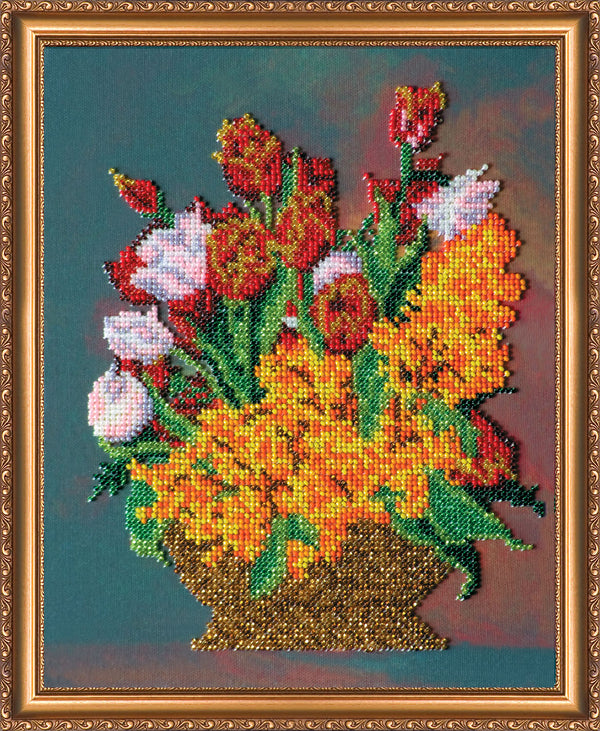DIY Bead Embroidery Kit "Mimosa" 7.9"x10.0" / 20.0x25.5 cm