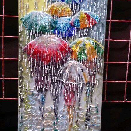 DIY Bead Embroidery Kit "Cheerful umbrellas" 7.9"x15.7" / 20.0x40.0 cm