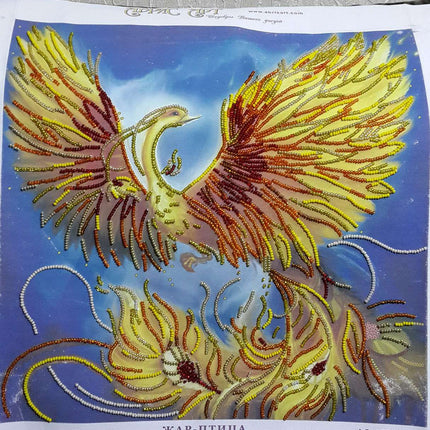 Canvas for bead embroidery "The Firebird" 11.8"x11.8" / 30.0x30.0 cm
