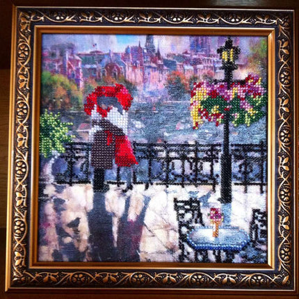 Canvas for bead embroidery "Embrace Paris" 7.9"x7.9" / 20.0x20.0 cm