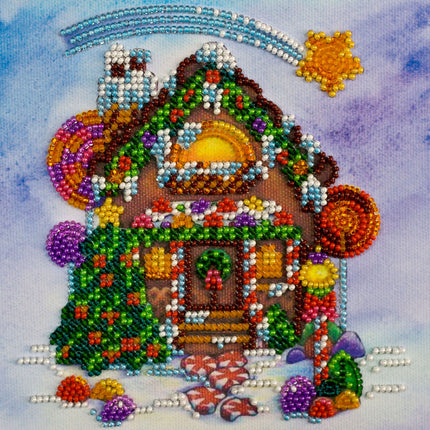 DIY Bead Embroidery Kit "Gingerbread house"  5.9"x5.9" / 15.0x15.0 cm