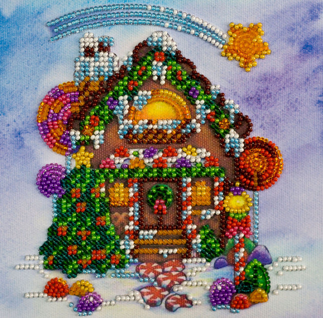 DIY Bead Embroidery Kit "Gingerbread house"  5.9"x5.9" / 15.0x15.0 cm