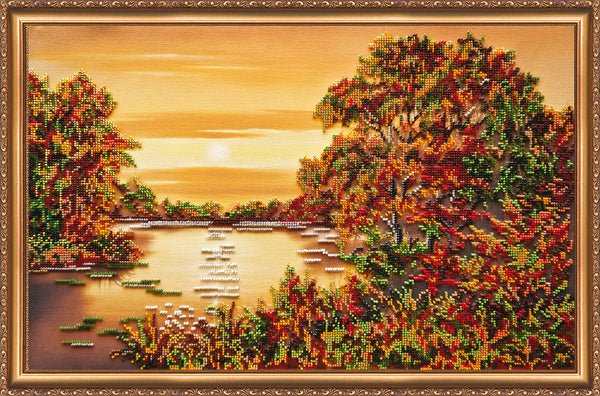 DIY Bead Embroidery Kit "Quiet Sunset" 19.7"x12.6" / 50.0x32.0 cm