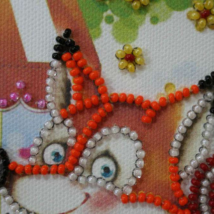 DIY Bead Embroidery Kit "On a rocking horse"  5.9"x5.9" / 15.0x15.0 cm