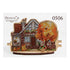 DIY Cross stitch kit on wood "Fall Cottage" 4.9x3.1 in / 12.5x8.0 cm