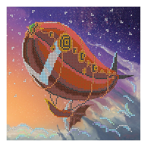 Canvas for bead embroidery "Dirigible" 7.9"x7.9" / 20.0x20.0 cm