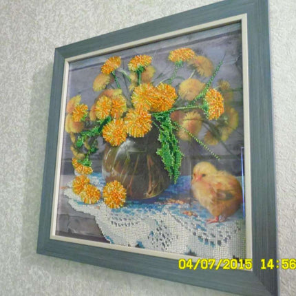 Canvas for bead embroidery "Golden Wonder" 11.8"x11.8" / 30.0x30.0 cm
