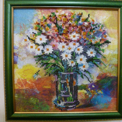 Canvas for bead embroidery "Floral Cocktail" 7.9"x7.9" / 20.0x20.0 cm