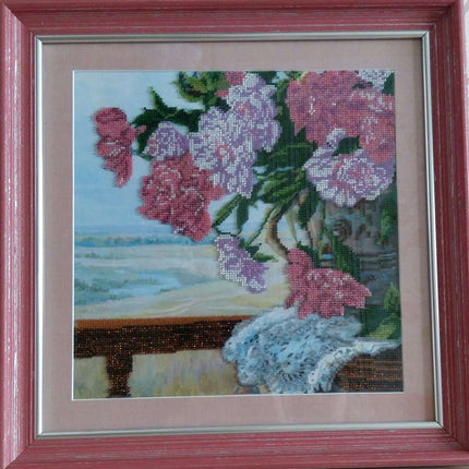 Canvas for bead embroidery "Favourite flowers" 11.8"x11.8" / 30.0x30.0 cm
