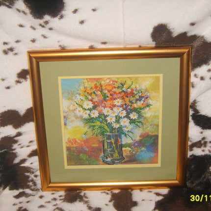 Canvas for bead embroidery "Floral Cocktail" 7.9"x7.9" / 20.0x20.0 cm