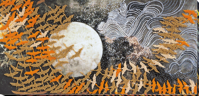 DIY Bead Embroidery Kit "Cranes" 21.7"x9.4" / 55.0x24.0 cm
