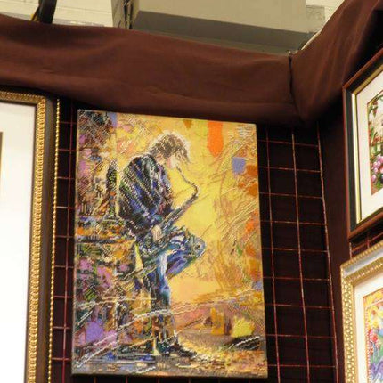 DIY Bead Embroidery Kit "Saxophonist" 12.2"x17.3" / 31.0x44.0 cm