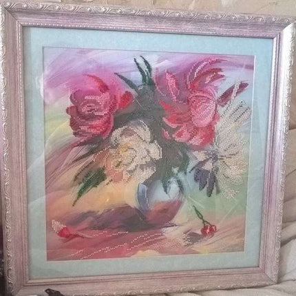 Canvas for bead embroidery "Picturesque peonies" 11.8"x11.8" / 30.0x30.0 cm
