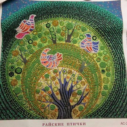 Canvas for bead embroidery "Heaven birds" 11.8"x11.8" / 30.0x30.0 cm