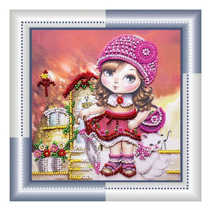DIY Bead Embroidery Kit "Fashion girl"  5.9"x5.9" / 15.0x15.0 cm