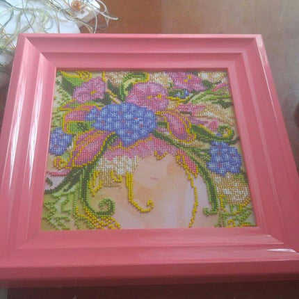 Canvas for bead embroidery "Summer Girl" 7.9"x7.9" / 20.0x20.0 cm
