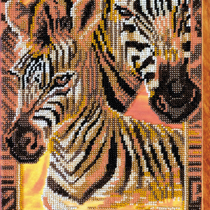 DIY Bead Embroidery Kit "Zebras" 7.9"x15.7" / 20.0x40.0 cm