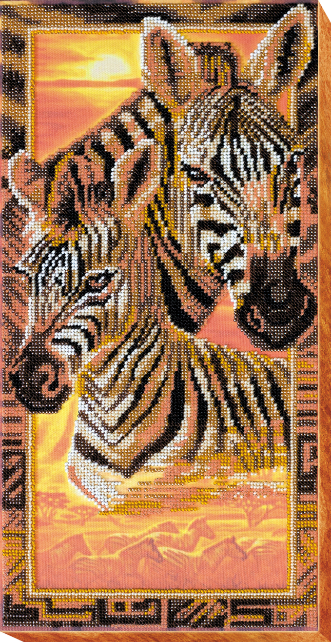 DIY Bead Embroidery Kit "Zebras" 7.9"x15.7" / 20.0x40.0 cm