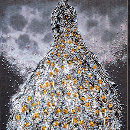 DIY Bead Embroidery Kit "Gold in silver" 11.8"x15.0" / 30.0x38.0 cm