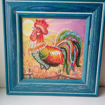 DIY Bead Embroidery Kit "Cockerel"  5.9"x5.9" / 15.0x15.0 cm
