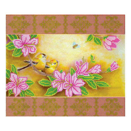 Canvas for bead embroidery "Spring Blooms" 11.8"x10.2" / 30.0x26.0 cm