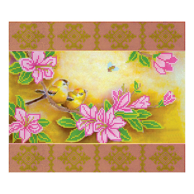 Canvas for bead embroidery "Spring Blooms" 11.8"x10.2" / 30.0x26.0 cm